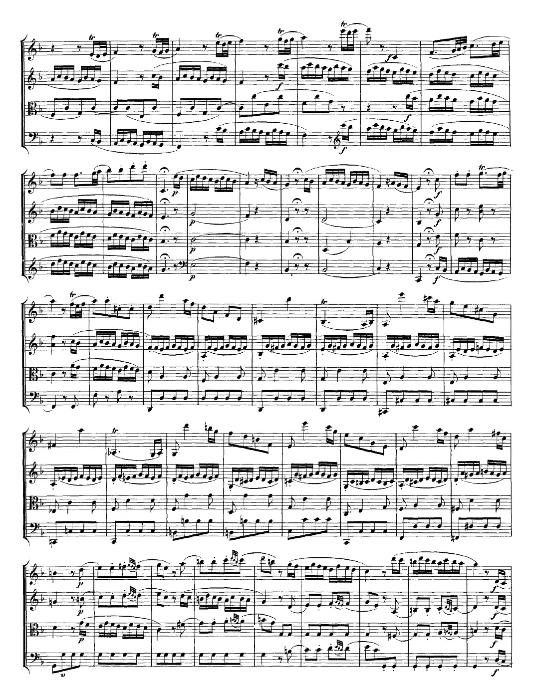 Mozart《Quartet No.23 in F Major，K.590》（总谱）