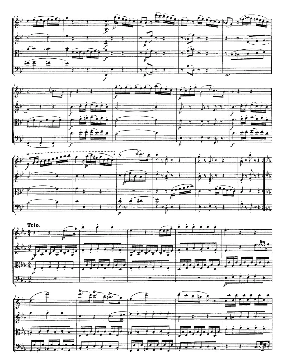 Mozart《Quartet No.22 in Bb Major，K.589》（总谱）