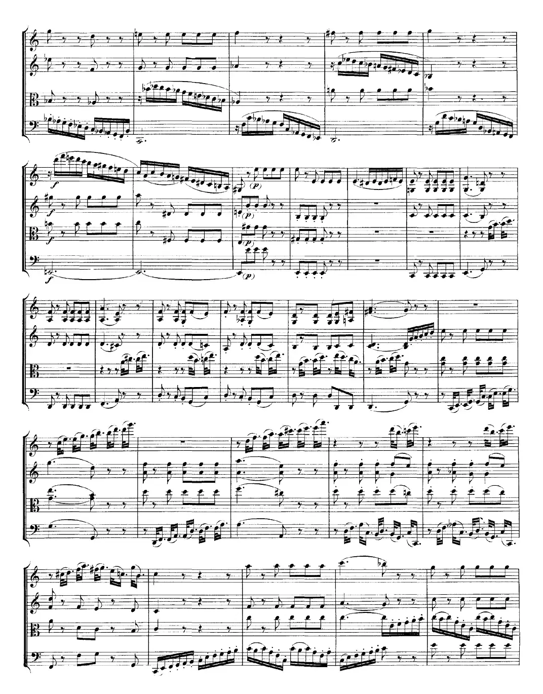 Mozart《Quartet No.23 in F Major，K.590》（总谱）