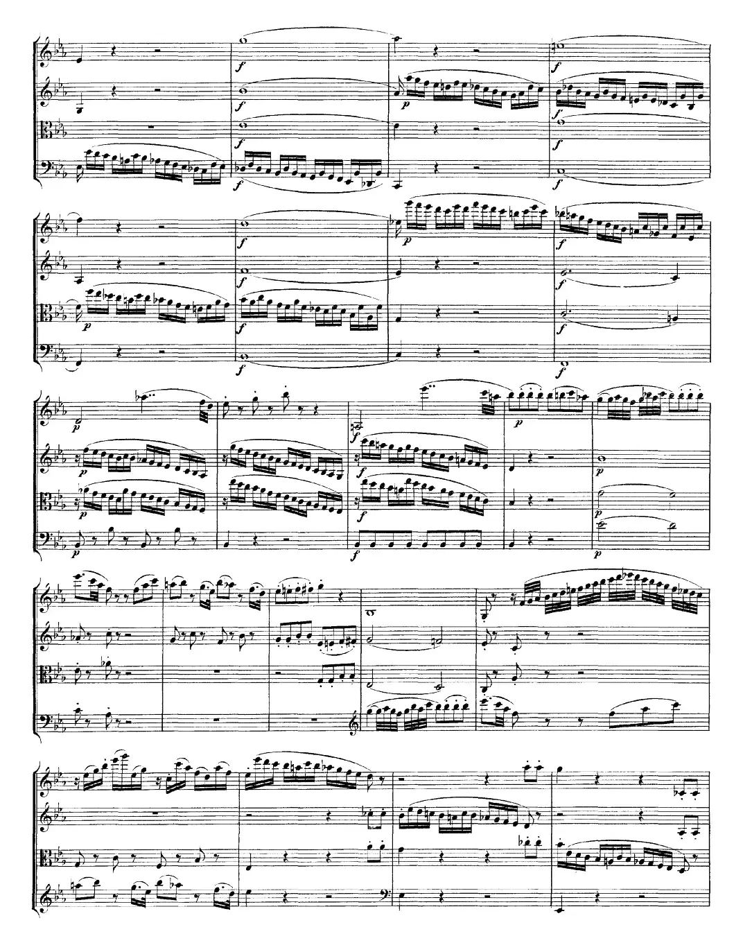 Mozart《Quartet No.22 in Bb Major，K.589》（总谱）