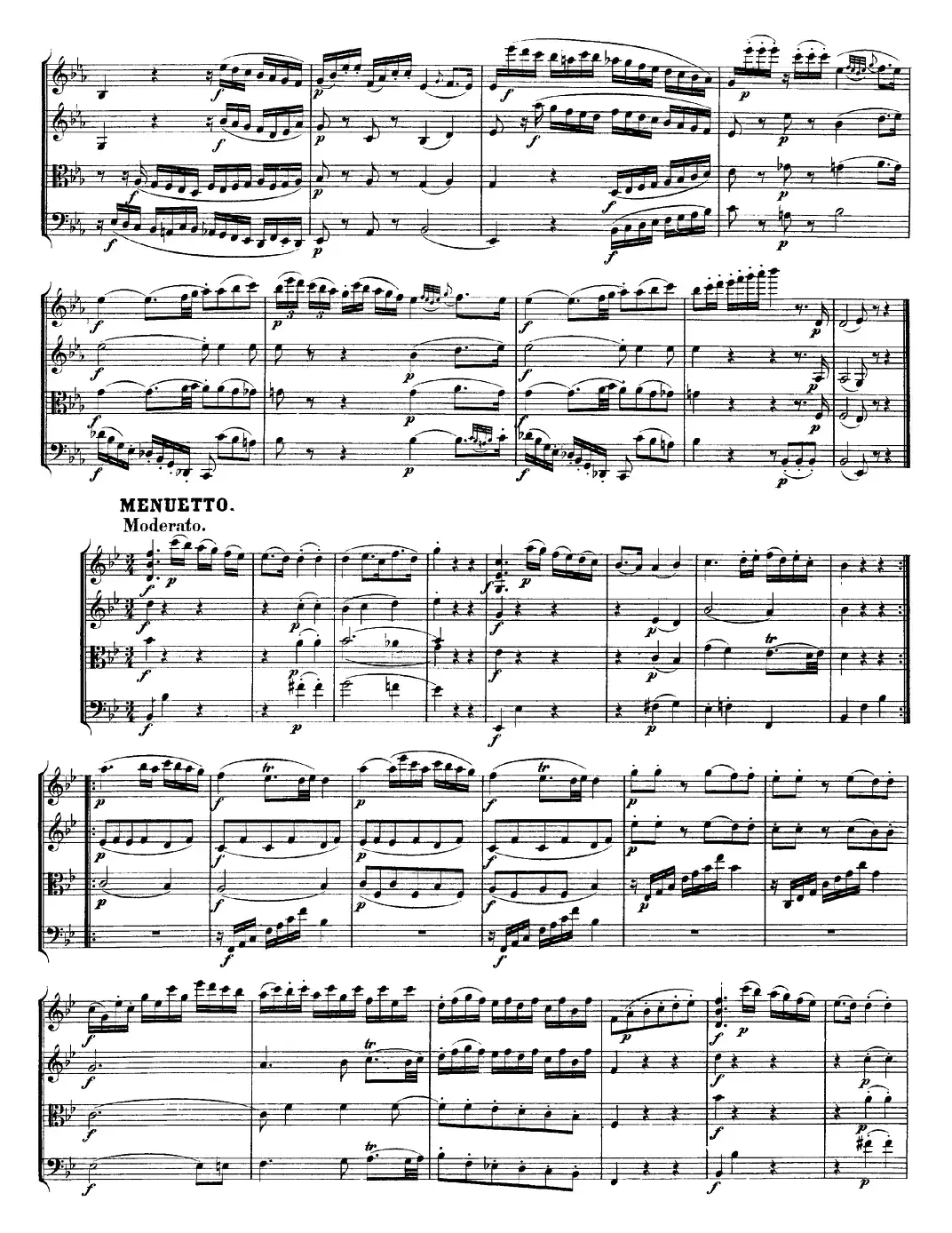 Mozart《Quartet No.22 in Bb Major，K.589》（总谱）