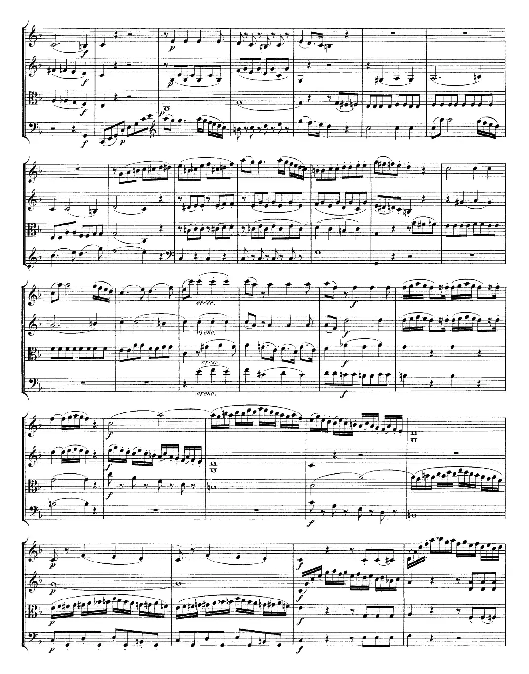 Mozart《Quartet No.23 in F Major，K.590》（总谱）