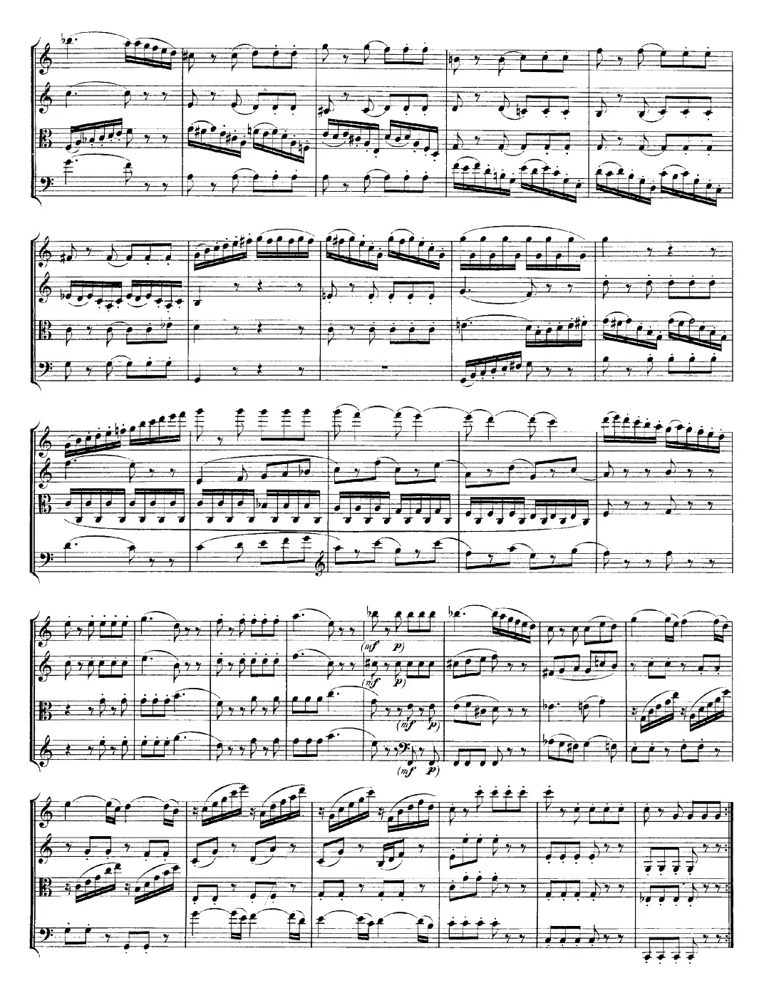 Mozart《Quartet No.23 in F Major，K.590》（总谱）