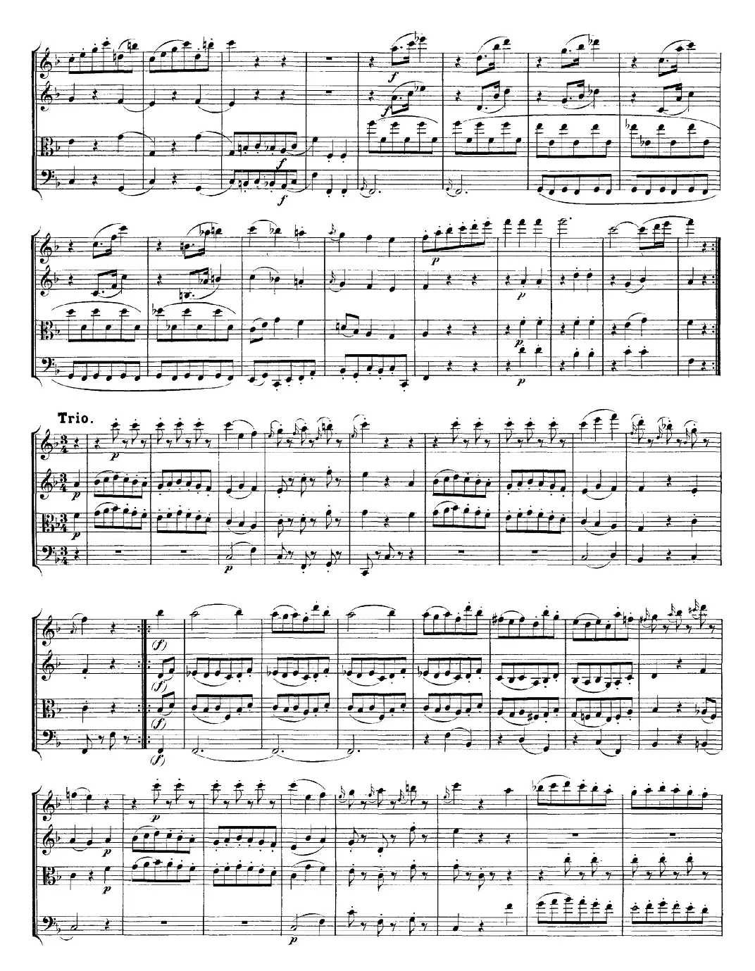 Mozart《Quartet No.23 in F Major，K.590》（总谱）