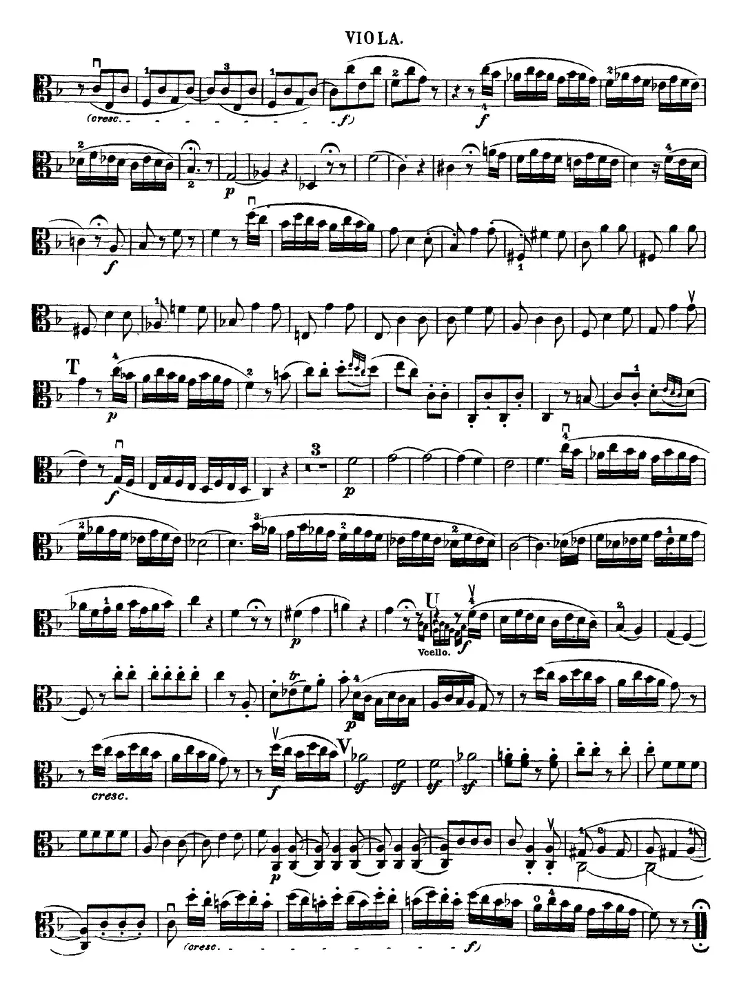 Mozart《Quartet No.23 in F Major，K.590》（Viola分谱）