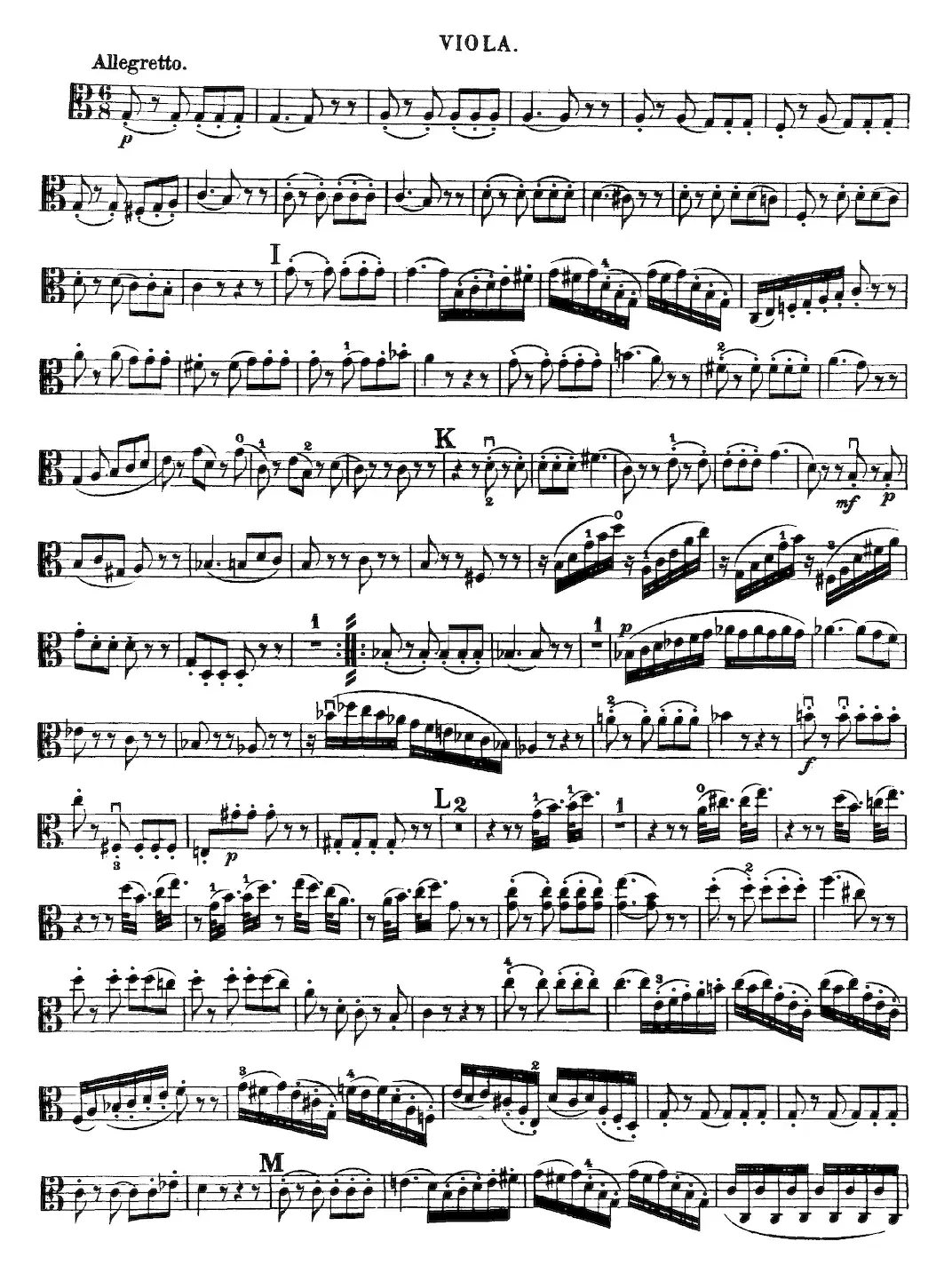 Mozart《Quartet No.23 in F Major，K.590》（Viola分谱）