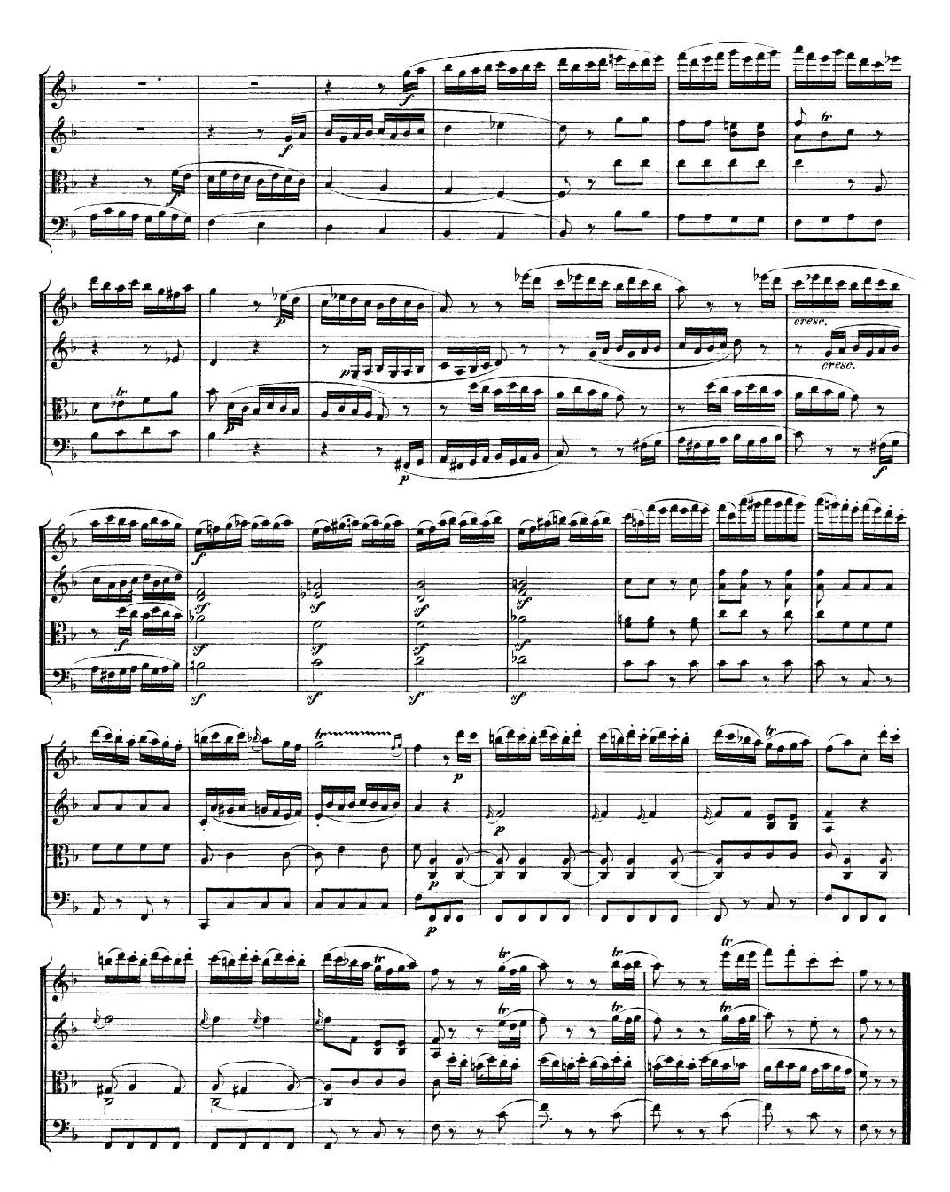 Mozart《Quartet No.23 in F Major，K.590》（总谱）