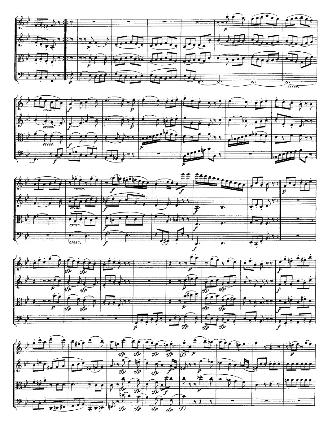 Mozart《Quartet No.22 in Bb Major，K.589》（总谱）