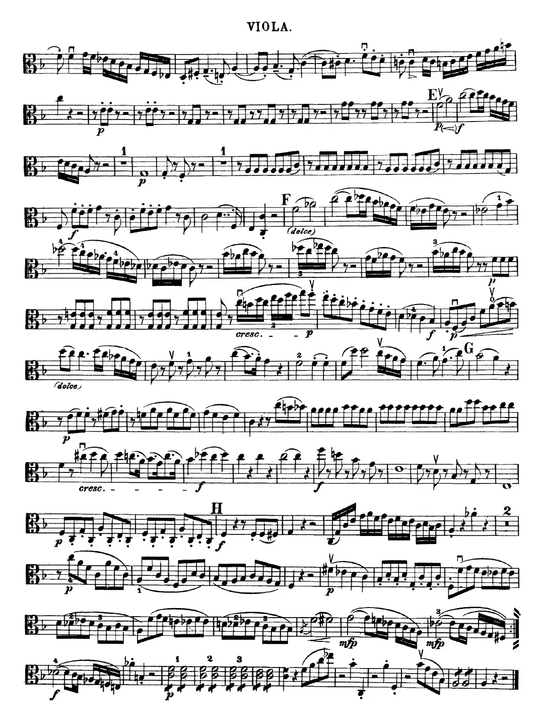 Mozart《Quartet No.23 in F Major，K.590》（Viola分谱）