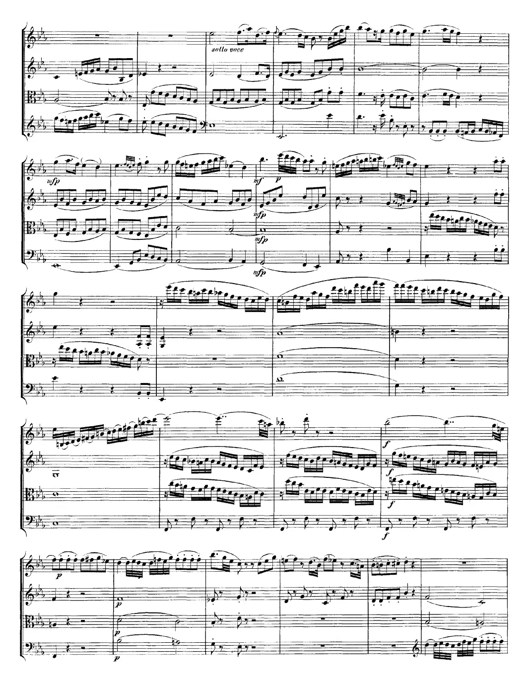 Mozart《Quartet No.22 in Bb Major，K.589》（总谱）