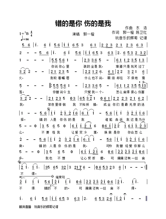 错的是你 伤的是我（演唱   郭一橙）