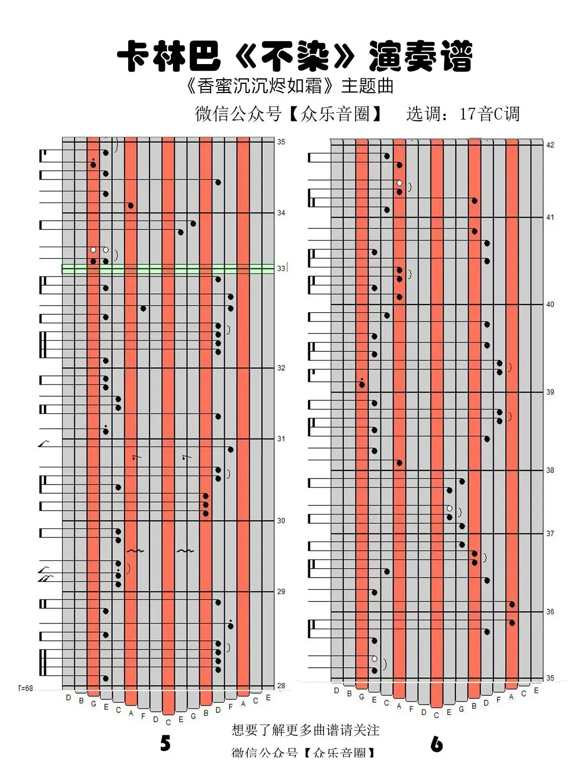 不染（拇指琴卡林巴琴专用谱）