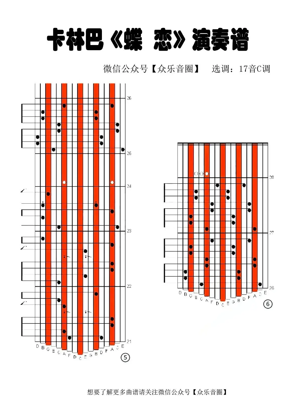 蝶恋（拇指琴卡林巴琴专用谱）