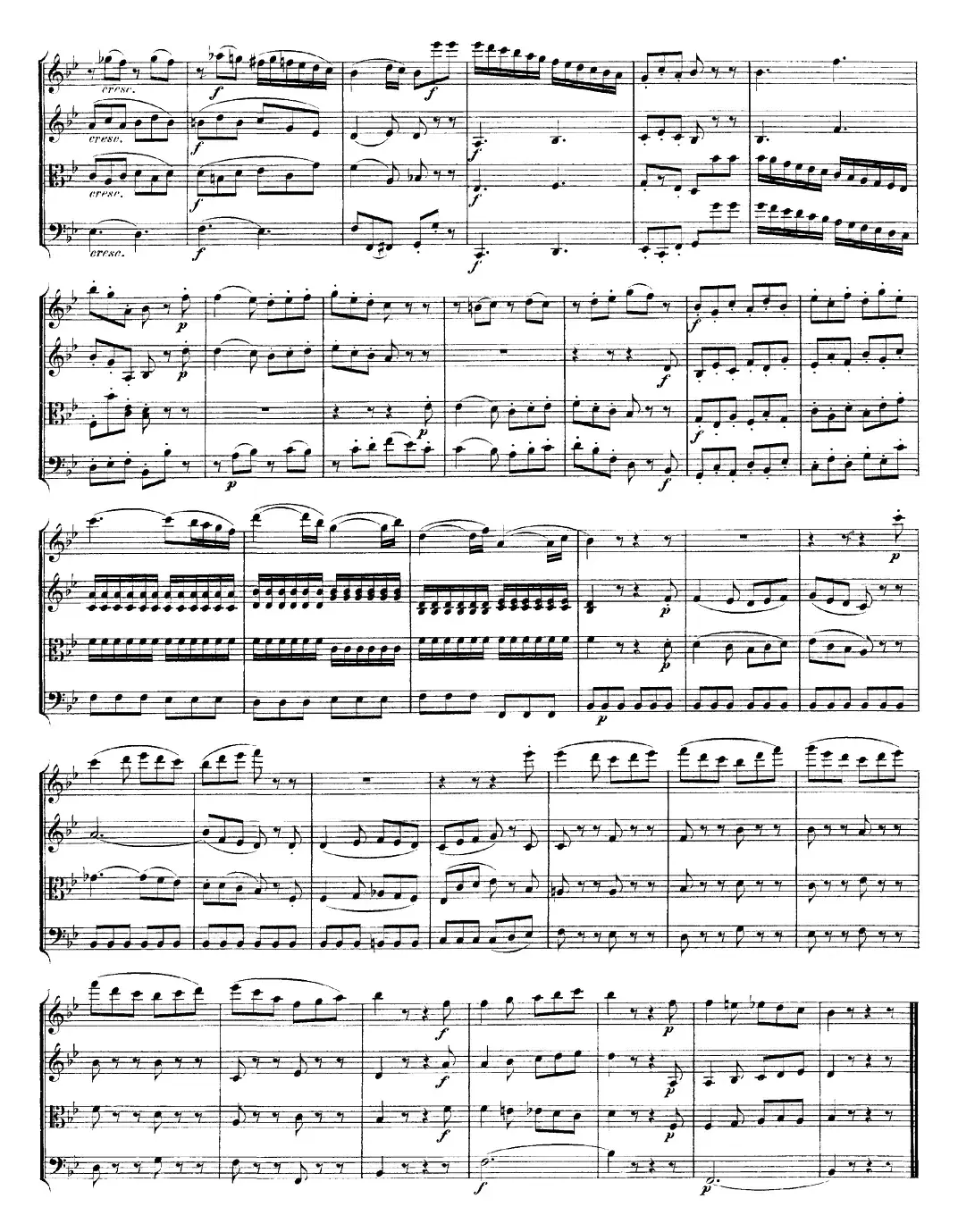 Mozart《Quartet No.22 in Bb Major，K.589》（总谱）