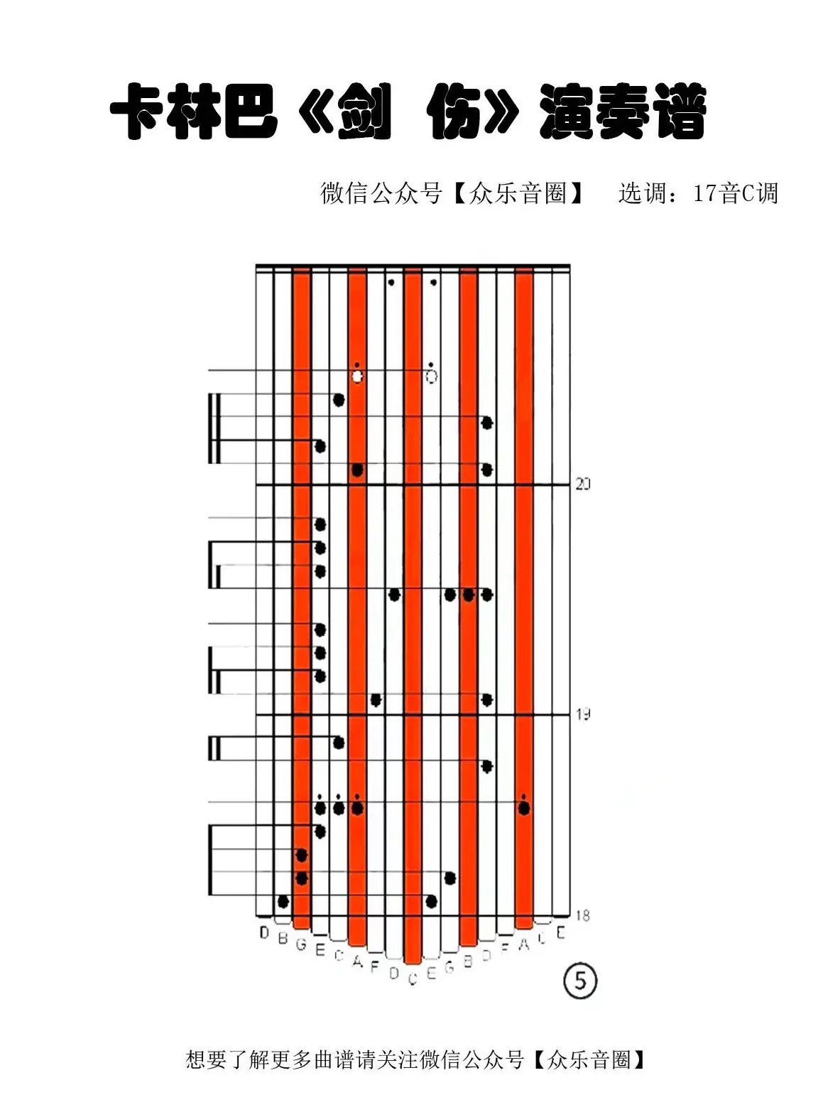 剑伤（拇指琴卡林巴琴专用谱）