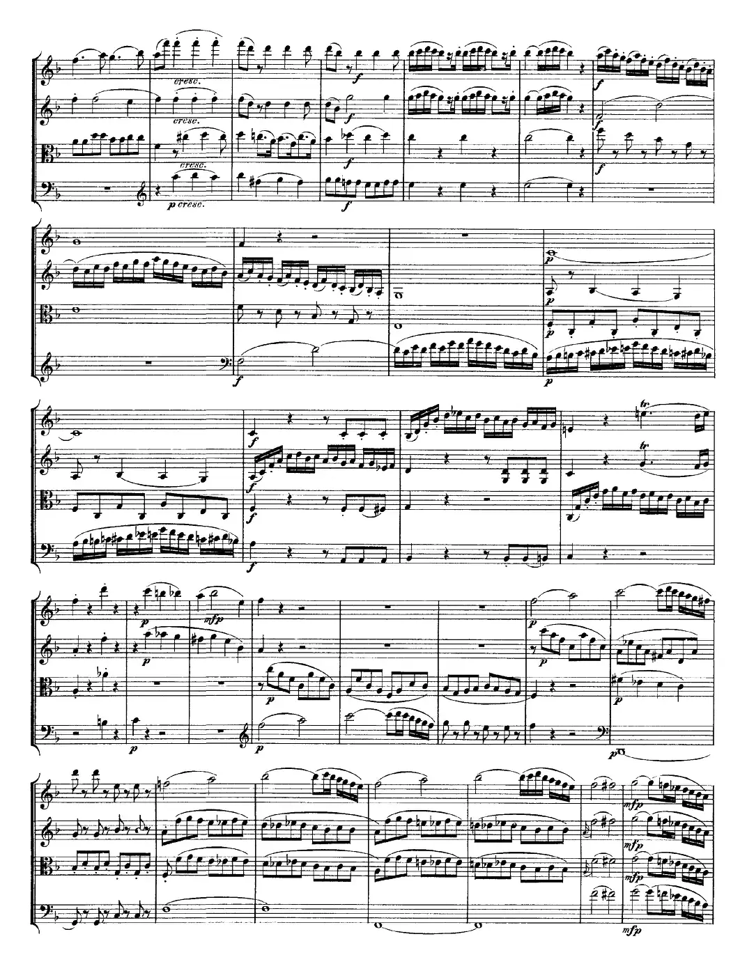 Mozart《Quartet No.23 in F Major，K.590》（总谱）