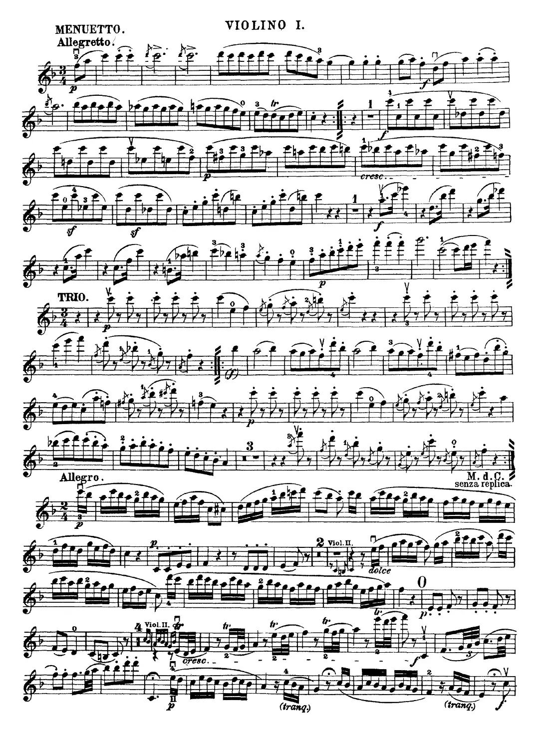 Mozart《Quartet No.23 in F Major，K.590》（Violin 1分谱）