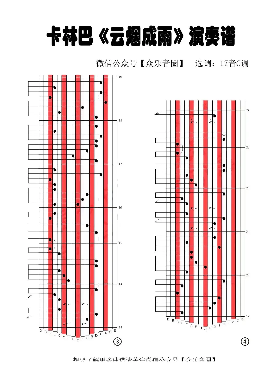 云烟成雨（拇指琴卡林巴琴专用谱）