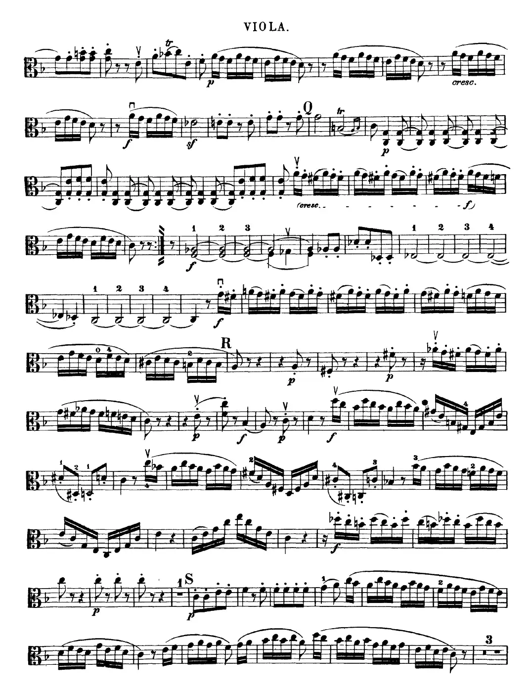 Mozart《Quartet No.23 in F Major，K.590》（Viola分谱）