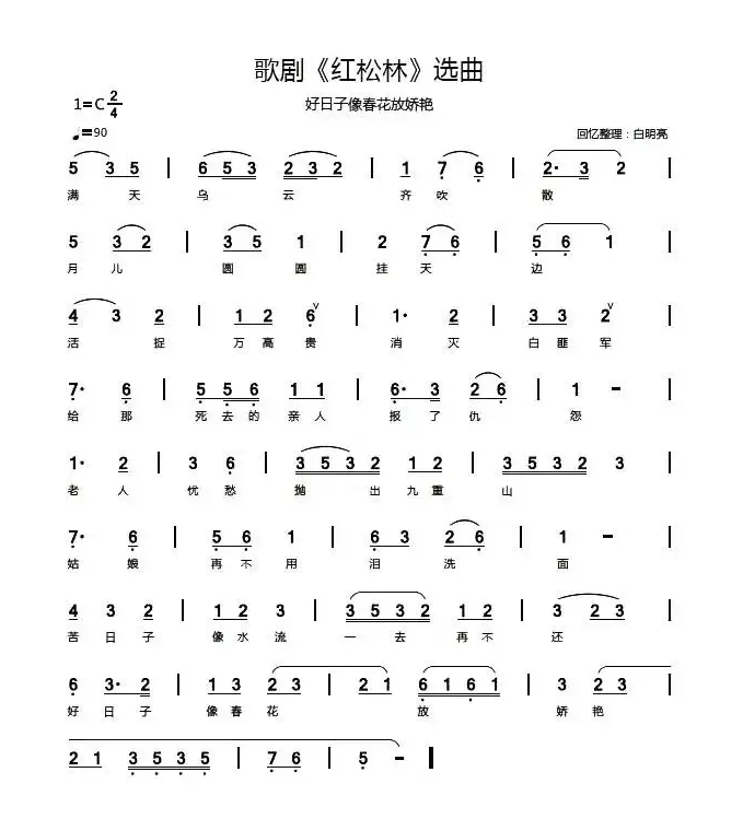 歌剧《红松林》选曲4首