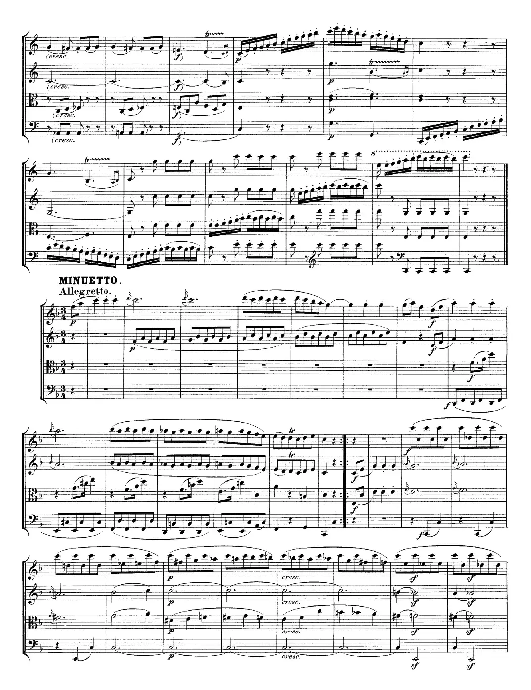 Mozart《Quartet No.23 in F Major，K.590》（总谱）